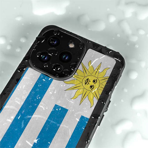 Uraguay Flag Distressed iPhone 14 Pro Max Waterproof Case